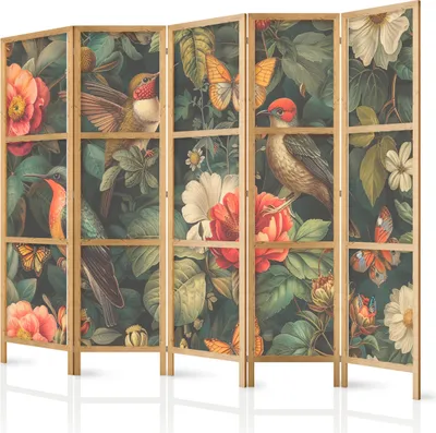 Immagine prodotto di Paravento giapponese a fiori 225x172 cm 5 pezzi beige