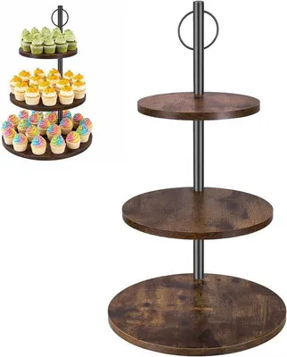 Produktbild von Kuchenständer mit 3 Etagen aus Holz, mehrstöckig, für Kuchen und Gebäck