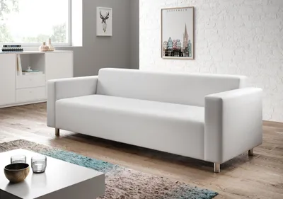 Produktbild von DALNIM 3-Sitzer Sofa, weiß, Kunstleder, 202 x 78 x 70 cm