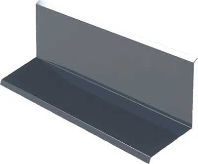 A 3D rendering of a metal profile, likely a wall connection piece.