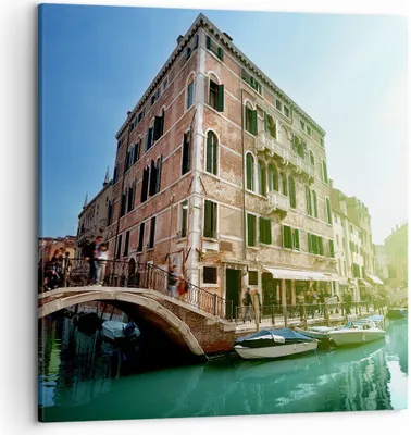 Produktbild von Bild auf Leinwand - Leinwandbild - Kanal Wasser Venedig Haus - 50x50cm - Wand Bild - Wanddeko - Leinwanddruck - Bilder - Kunstdruck - Wanddekoration - Leinwand bilder - Wandkunst - AC50x50-2725