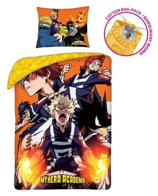 Obrázek produktu pro Bavlněné povlečení 140x200 My Hero Academia + bavlněný povlak na polštář 70x90 5422BL Halantex