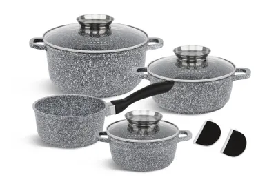 Zdjęcie produktu dla EDENBERG 7-częściowy zestaw garnków indukcyjnych Garnek do gotowania Zapiekanka Ceramiczna marmurowa szklana pokrywka