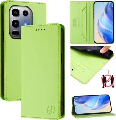 Produktbild von Lederhülle für Infinix Note 50 Pro+ Hülle Flip Brieftasche Kartenfächern Ständer Schutzhülle Grün