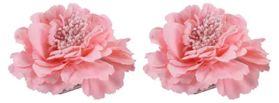 Produktbild von Set mit 2 eleganten magnetischen Gardinenhaltern mit Perlen und handgefertigter Blume, dekorative Gardinenhalter für Zuhause und Büro, rosa