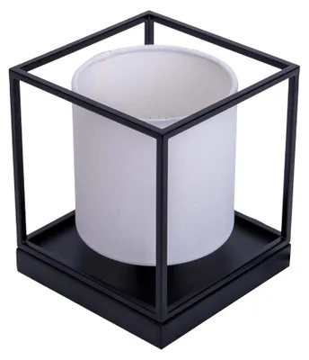 Obrázok produktu pre Stolová lampa, biela textília, čierna, V 17 cm
