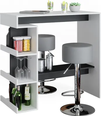 Produktbild von Bartisch-Set Vicco Dana Weiß 108 x 50 cm mit 2 Barhockern, Model 36948
