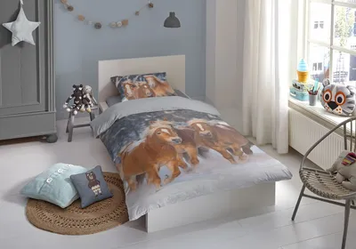 Produktbild von Good Morning Kinderbettbezug "Haflinger paarden" - multi - (140x200/220 cm) - Baumwolle 100% Flanell