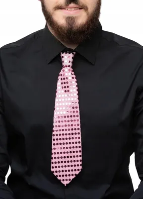 Obrázek produktu pro Růžová třpytivá kravata na gumičce pro muže