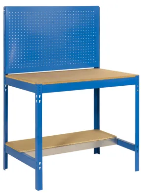 Immagine prodotto di Banco da lavoro PROREGAL BUFFALO con parete portautensili | HxLxP 84x120x61cm | Portata 600kg | Blu