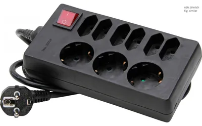 Produktbild von Kopp 129805005, 1,4 m, Typ C, Schwarz, Rot, 9 AC-Ausgänge, 16 A, 250 V