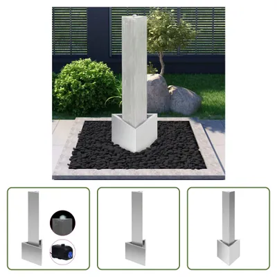 Immagine prodotto di The Living Store Fontana da giardino Argento 37,7x32,6x110 cm Acciaio inox