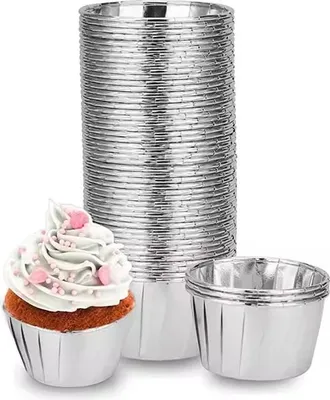 Produktbild von Papier Muffinförmchen SILBER 50x40 mm / 50 Stück