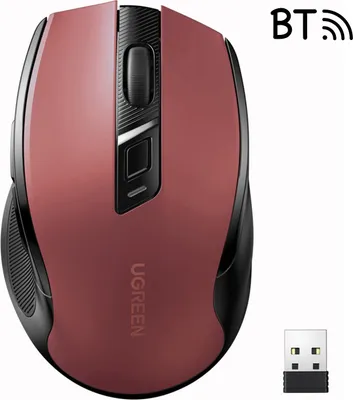 Zdjęcie produktu dla Mysz optyczna Ugreen MU006 bezprzewodowa USB 2.4GHz / Bluetooth 5.0 4000 DPI - czerwona