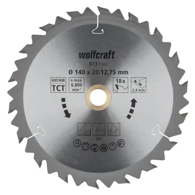 Obrázok produktu pre Wolfcraft 6731000 Karbidový pílový kotúč 140 x 12,75 mm Počet zubov: 18 1 ks.