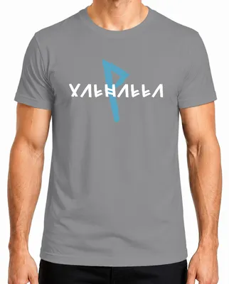 Productafbeelding van Valhalla, Vikingmythologie, runenschrift, Asgard, Ragnarok, Odin, heren T-shirt, grijs, maat L