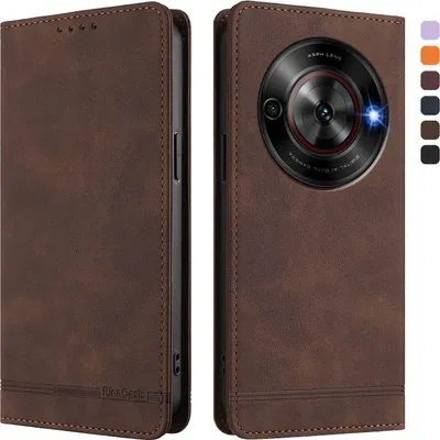Produktbild von Hülle für ZTE Blade A75 5G, Retro Kunstleder Ständer Klapphülle mit Kartenfächer und Magnetische Braun