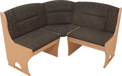 A corner bench with upholstered seating and wooden frame, shown against a white background.