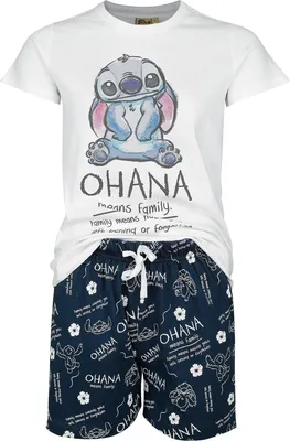 Produktbild von Lilo & Stitch Schlafanzug Damen Ohana Means Family weiß/blau S