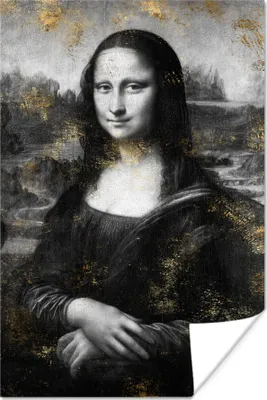 Produktbild von MuchoWow® Poster Mona Lisa - Leonardo da Vinci - Schwarz - Weiß 120x180 cm - Kunstposter