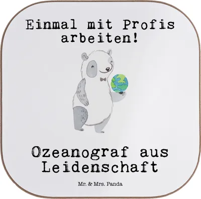 Produktbild von Mr. & Mrs. Panda Untersetzer für Gläser Ozeanograf Leidenschaft - Weiß - Geschenk, bieruntersetzer, Coaster, Meeresbiologe, Glas, Studium, Lustig, Spruch, Witzig