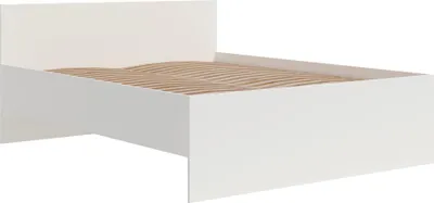 Obrázek produktu pro BETTSO Moderní bílá postel MAXIVO s vysokým čelem a dřevěným rámem do ložnice