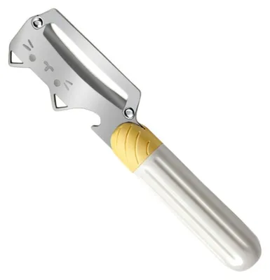 Produktbild von INF Silberner Edelstahlschäler 20cm mit zylindrischem Griff für Kartoffeln