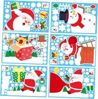 Produktbild von 6-teilige Glassticker mit Weihnachtsmotiven für Fenster und Wände aus PVC