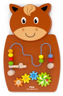Zdjęcie produktu dla VIGA Drewniana Tablica Manipulacyjna Konik Certyfikat Montessori