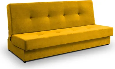 Produktbild von Sofa mit Schlaffunktion - Senffarben - Veloursstoff - 192x92x89 cm - mit Stauraum - Komfortables Schlafsofa - Wohnzimmer Polstersofa