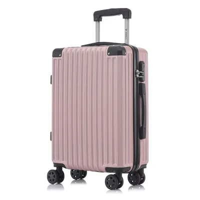 Produktbild von Koffer Trolley Reisekoffer Suitcase, Rollkoffer Handgepäck ,mit 4 Rollen360°, Hartschalenreisekoffer, Zahlenschloss, Weicher Gummigriff(M, Roségold)