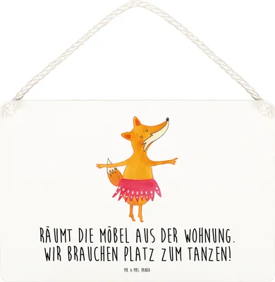 Produktbild von Mr. & Mrs. Panda Schild Fuchs Ballerina DIN A5 - Transparent - Geschenk, Türschild, Party, Wandbild Holz, Ballett, Holzschild, kleine aufmerksamkeit, holzbild, Geburtstag