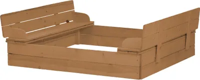Produktbild von roba Sandkasten aufklappbar zu 2 Bänken, Massivholz, wetterfest, teakholzfarben, 21,5x127x123,5cm