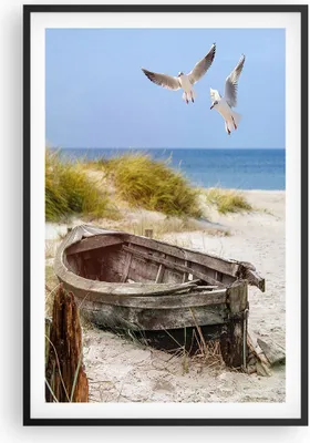 Produktbild von Gerahmtes Poster - Schwarzer Rahmen - Strand Möwen £ódŸ - 61x91,5 cm - Wand Bild - Wanddeko - Wandbilder - Kunstposter - Wandposter - Bilderrahmen - Bilder - Kunstdruck - Wandbild - P2BPA61x91-4170