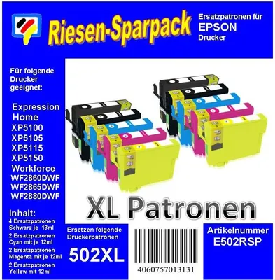 Produktbild von 502XL TiDis Tintenpatronen Riesensparpack mit 10 Patronen