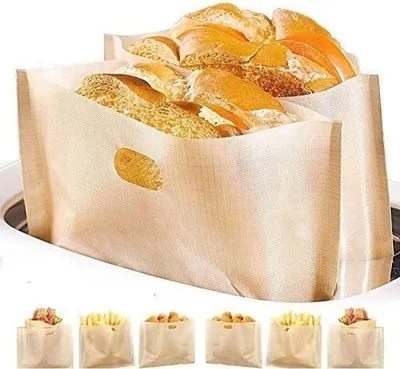 Produktbild von Toasterbeutel Nichthaftend 9 Stück, Wiederverwendbar, Hitzebeständig Bis 500 °C, Für Pizza, Toast Und Gegrillten Käse