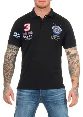 Produktbild von Herren Polo Shirt mit Druck; Schwarz M