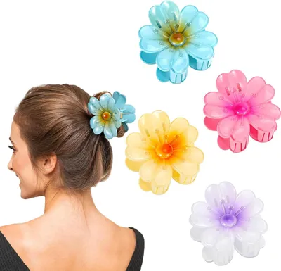 Produktbild von Blumenhaarnadeln für Frauen - süße hawaiianische Blumenhaarklammern - Sommeraccessoires - Set von 4.