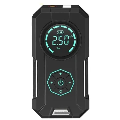 Produktbild von Tragbare Auto Luftpumpe mit 4 Düsenadaptern,LCD-Display, 20L/min, 5400mAh Akku, LED, für Auto/Fahrrad/Bälle, Akku-Luftpumpe,Notfall Powerbank
