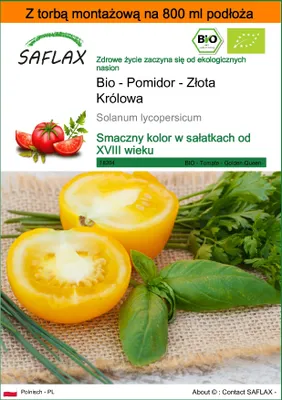 Zdjęcie produktu dla SAFLAX - Garden in the bag - Bio - Pomidor - Złota Królowa - 15 Nasiona - Z podłożem uprawowym w praktycznej, samorozkładającej się torbie - Solanum lycopersicum