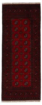 Produktbild von Orientteppich Afghan Akhche Bokhara Teppich Läufer Rot 80x400 cm | Handgeknüpfter Teppich für Wohn- und Schlafzimmer