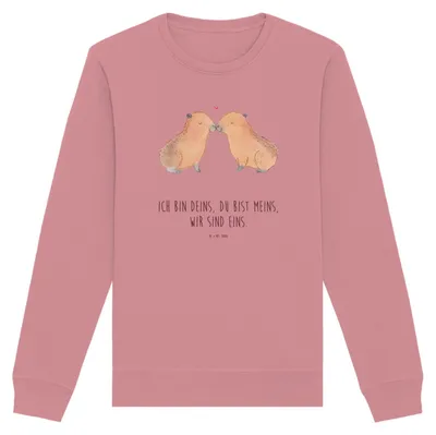 Produktbild von Mr. & Mrs. Panda Rundhals Pullover Capybara Liebe Größe S - Canyon Pink - Geschenk, Valentinstag, Lustige Sprüche, Baumwoll Sweatshirt, Pulli, Beziehung, Geschenkidee