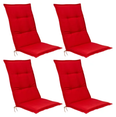 Immagine prodotto di Beautissu Set di 4 cuscini per sedie con schienale alto Base HL, 120x50x6 cm, rosso