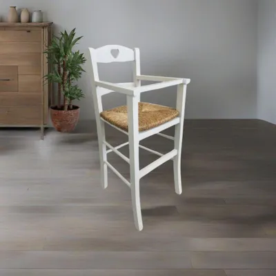 Immagine prodotto di Sediolone bimbo in legno bianco e seduta paglia 708