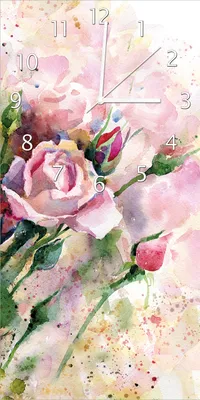 Produktbild von Wallario Design Wanduhr Abstraktes Blumenbuket aus Echtglas, Größe 30 x 60 cm