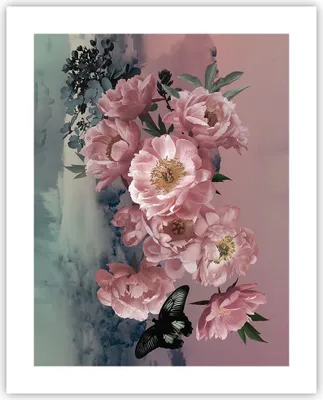 Produktbild von Poster - Poster ohne Rahmen - Blumen Schmetterling Wolken - 40x50 cm - Wand Bild - Wanddeko - Wandbilder - Kunstposter - Wandposter - Bilder - Kunstdruck - Wanddekoration - Wandbild - P2XPA40x50-4881