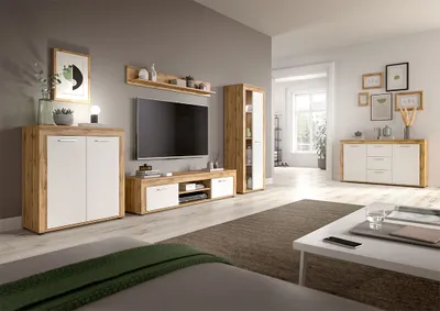 Immagine prodotto di Mensola da parete Aosta bianca, decoro rovere.