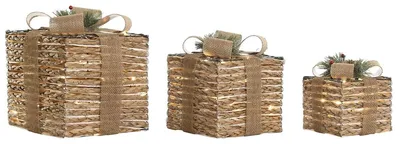 Weihnachtsdekoration, 3er-Set, 25 x 25 x 25 cm, mehrfarbig