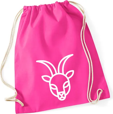 Produktbild von Huuraa Turnbeutel Steinbock Sternzeichen Symbol 12 Liter Fuchsia Baumwolle Rucksack Geschenkidee
