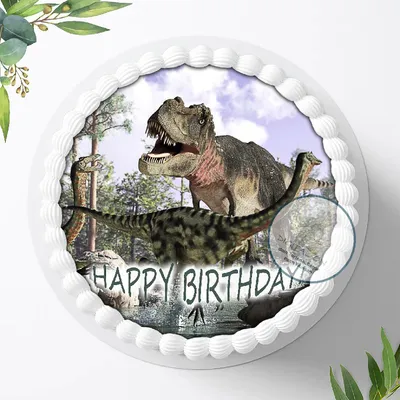 Produktbild von Für die Geburtstags Torte, Zuckerbild mit dem Motiv: Dinosaurier , Dino, Essbares Foto für Torten, Fondant, Tortenaufleger Ø 20cm, 0281c